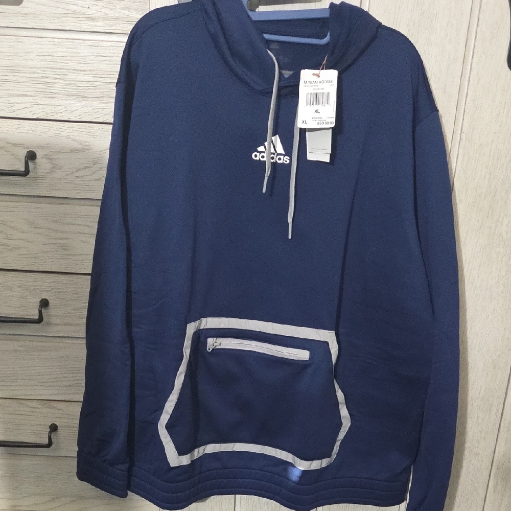 Adidas Dark Blue Hoodie with Light Gray Details